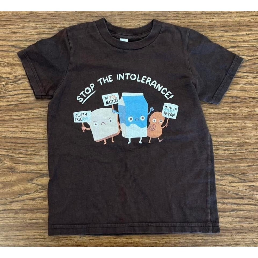 4 American‎ Apparel Kids Stop The Intolerance Funny Lactose Gluten Peanut